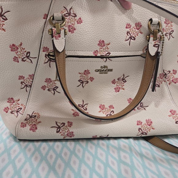 Coach White and Pink Floral Satchel - Picture 1 of 2